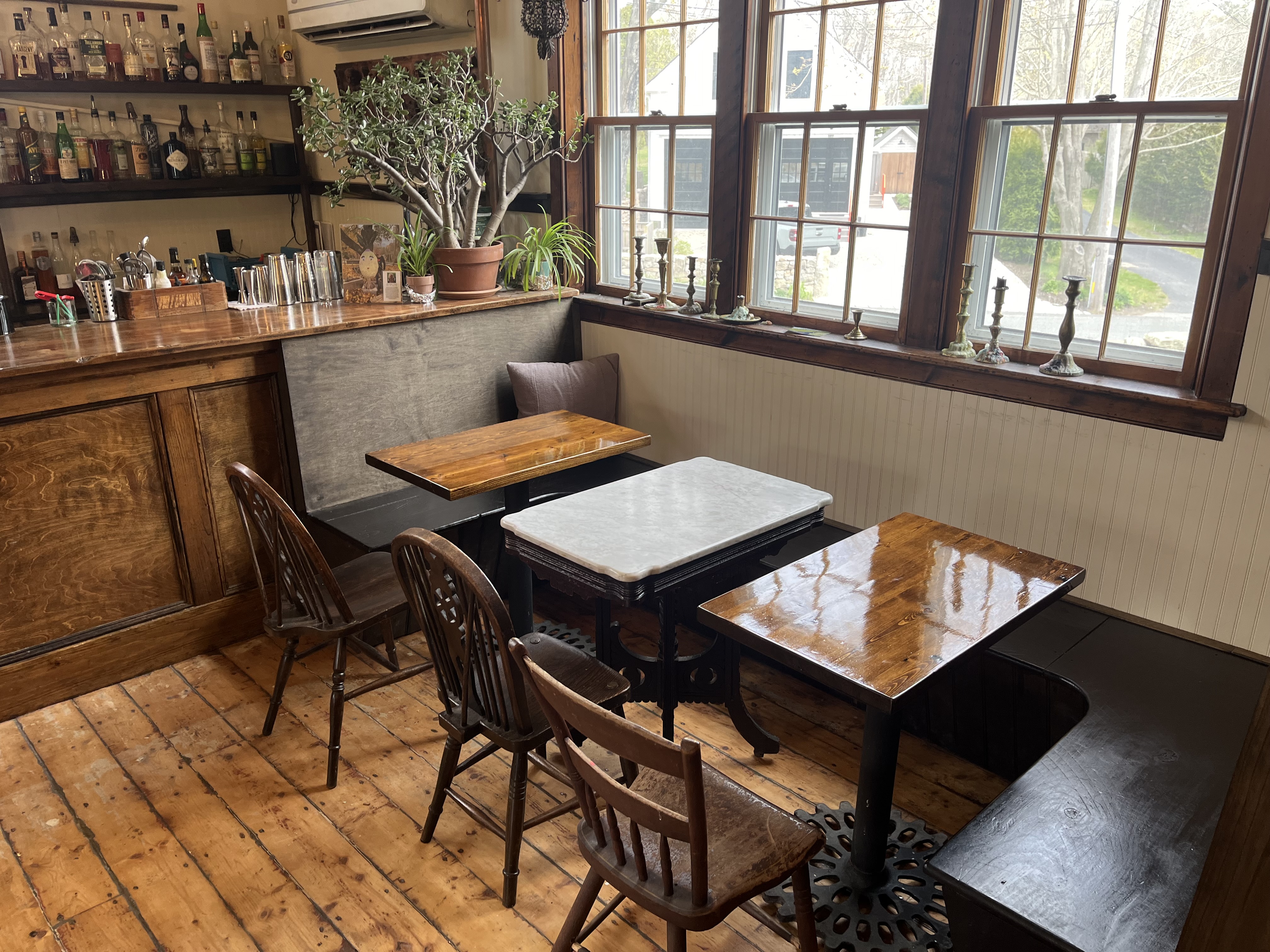 custom wood tables in a pub/cafe